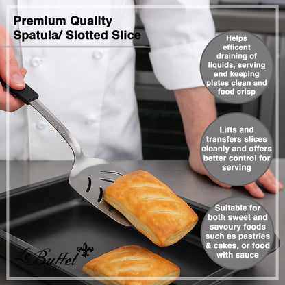 Le Buffet Slotted Turner – Stainless Steel with Heat-Resistant Handle (Green) - Premium Kitchen from Chabrias Ltd - Just £7.99! Shop now at Chabrias Ltd