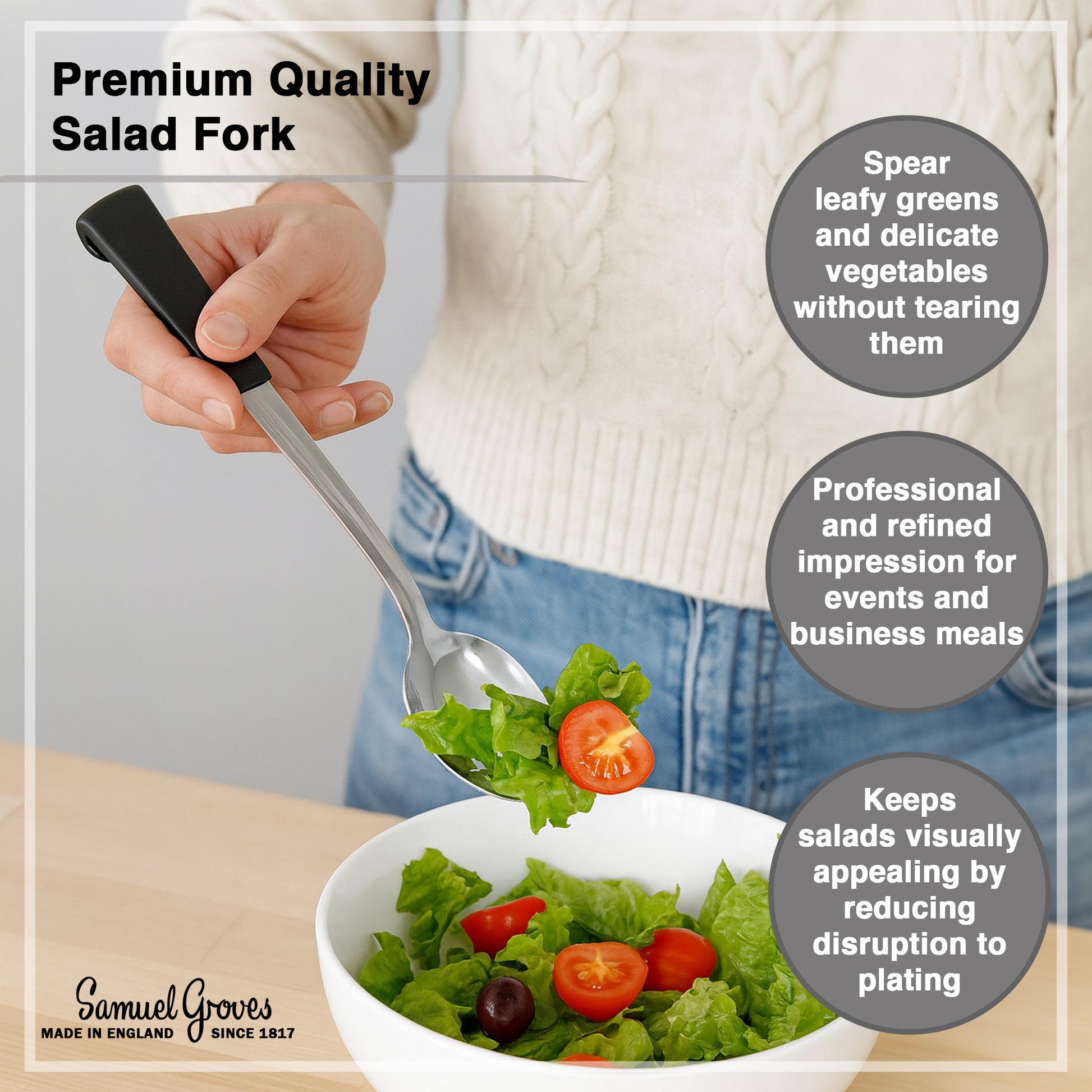 Le Buffet Salad Fork – Stainless Steel with Heat-Resistant Handle (Black) - Premium Kitchen from Chabrias Ltd - Just £7.99! Shop now at Chabrias Ltd