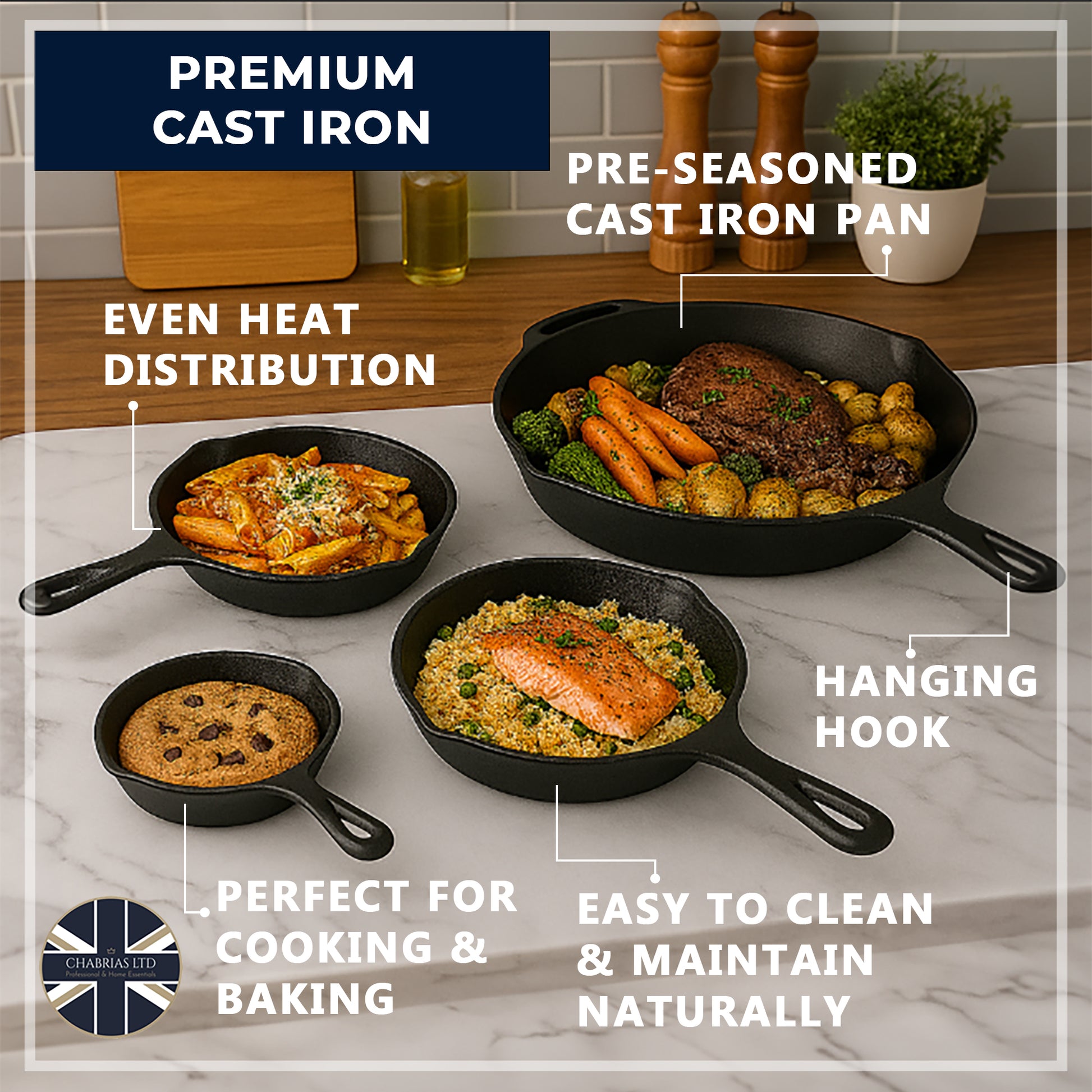 Pro Cast Iron Round Skillet Pan – 16cm - Premium Kitchen from Chabrias Ltd - Just £9.49! Shop now at Chabrias Ltd