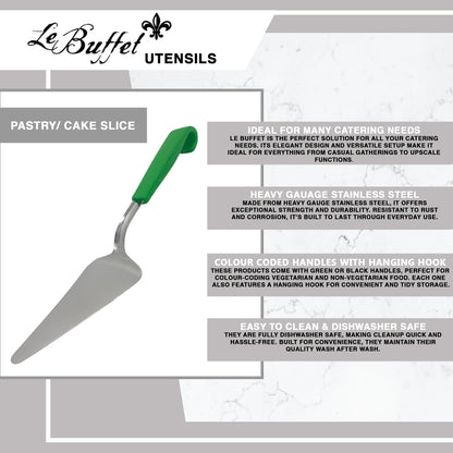 Le Buffet Cake & Pie Server – Stainless Steel with Heat-Resistant Handle (Green) - Premium Kitchen from Chabrias Ltd - Just £7.99! Shop now at Chabrias Ltd