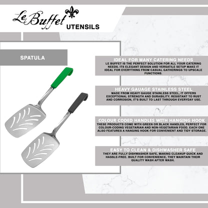 Le Buffet Slotted Turner Set – Stainless Steel with Heat-Resistant Handle (Green & Black) - Premium Kitchen from Chabrias Ltd - Just £15.99! Shop now at Chabrias Ltd