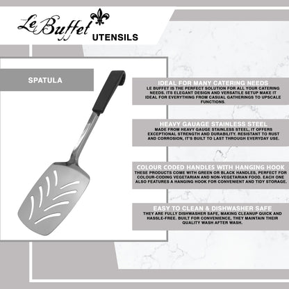 Le Buffet Slotted Turner – Stainless Steel with Heat-Resistant Handle (Black) - Premium Kitchen from Chabrias Ltd - Just £7.99! Shop now at Chabrias Ltd