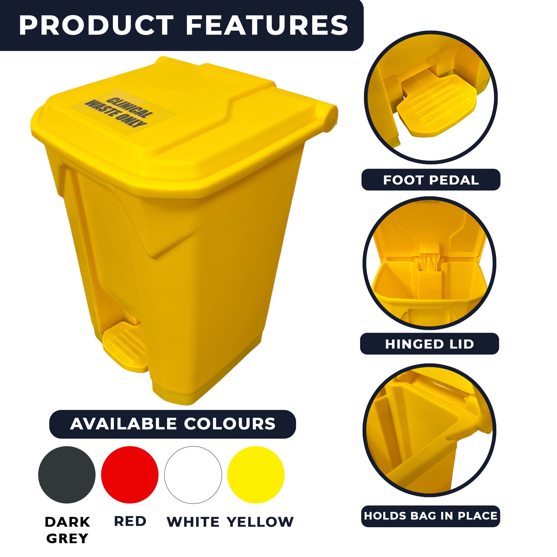 Yellow healthcare waste bin for GP surgeries, care homes, tattoo rooms and offices