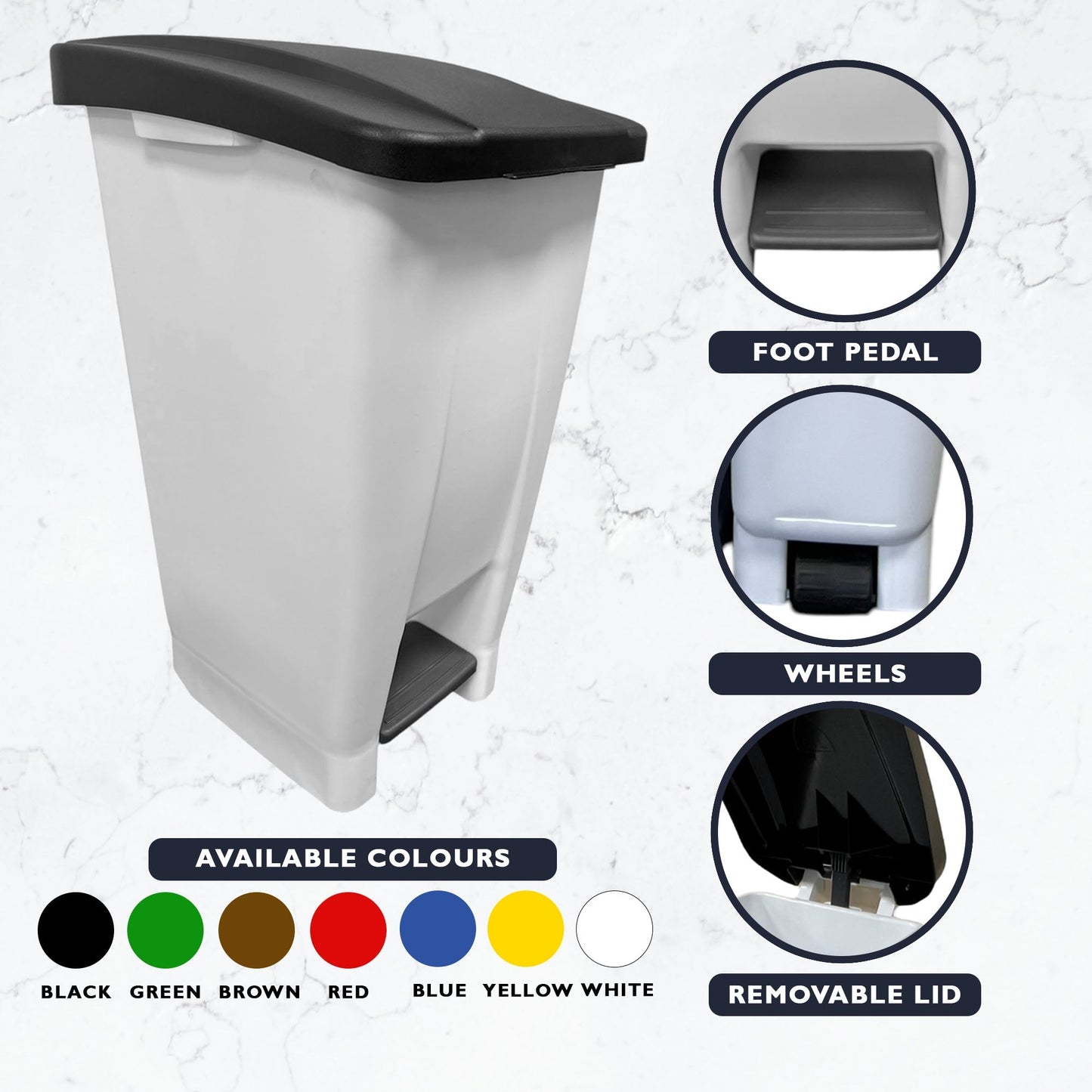 Plastic Sack Holder, White Body With Brown Lid, Food Waste Sticker Included, 60L - Premium Recycling Bin from Chabrias Ltd - Just £64.99! Shop now at Chabrias Ltd