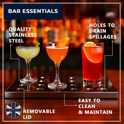 Polished Bar Drip Tray Rectangular Spill Tray for Home Bars, Pubs & Drink Stations - Premium Home from Chabrias Ltd - Just £29.99! Shop now at Chabrias Ltd