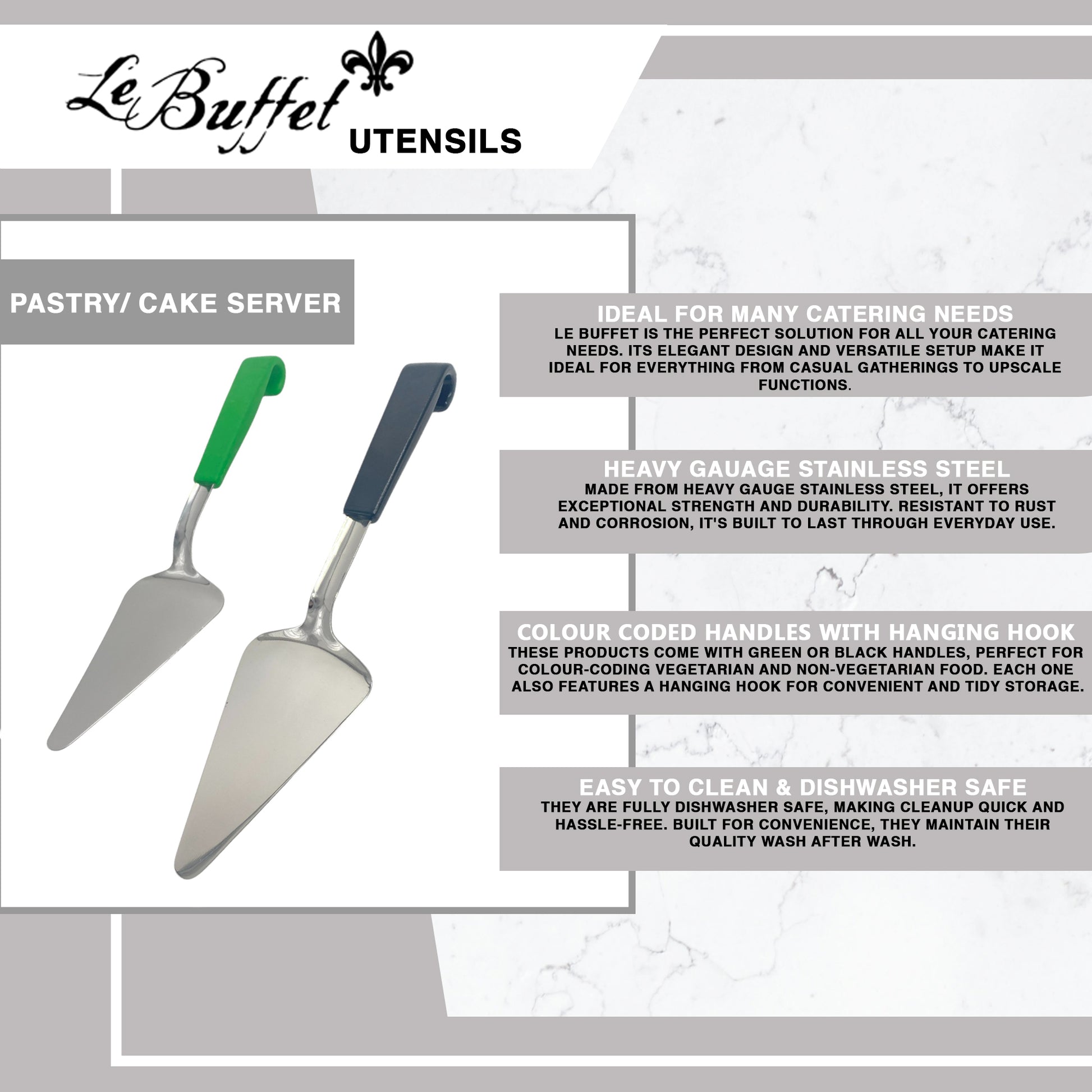 Le Buffet Cake & Pie Server Set – Stainless Steel with Heat-Resistant Handle (Green & Black) - Premium Kitchen from Chabrias Ltd - Just £14.99! Shop now at Chabrias Ltd
