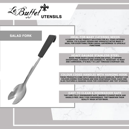 Le Buffet Salad Fork – Stainless Steel with Heat-Resistant Handle (Black) - Premium Kitchen from Chabrias Ltd - Just £7.99! Shop now at Chabrias Ltd