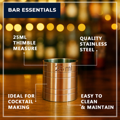 Stainless Steel 25ml Thimble Measure Copper Plated, Government Stamped - Premium Kitchen from Chabrias Ltd - Just £4.99! Shop now at Chabrias Ltd