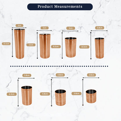 Stainless Steel Copper Plated 7 Piece Set Thimble Measure Government Stamped - Premium Kitchen from Chabrias Ltd - Just £29.99! Shop now at Chabrias Ltd
