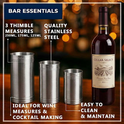 Stainless Steel Thimble Measures Set of 6 Spirit & Wine Measuring Cups