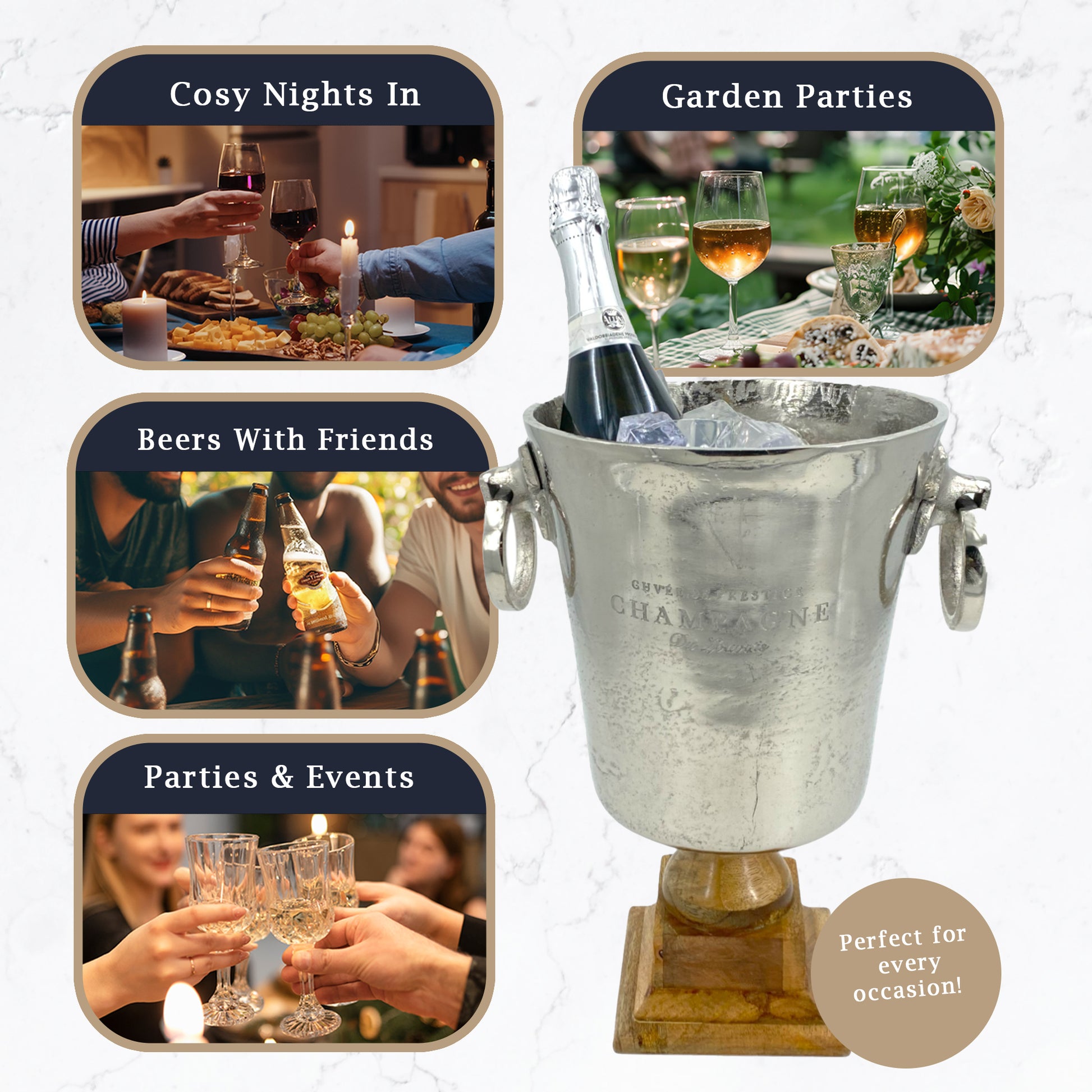 Deluxe 6.5 Litre Vintage "Cuvée de Prestige Champagne" Bucket on Elegant Wooden Stand - Premium Kitchen from Chabrias Ltd - Just £67.99! Shop now at Chabrias Ltd