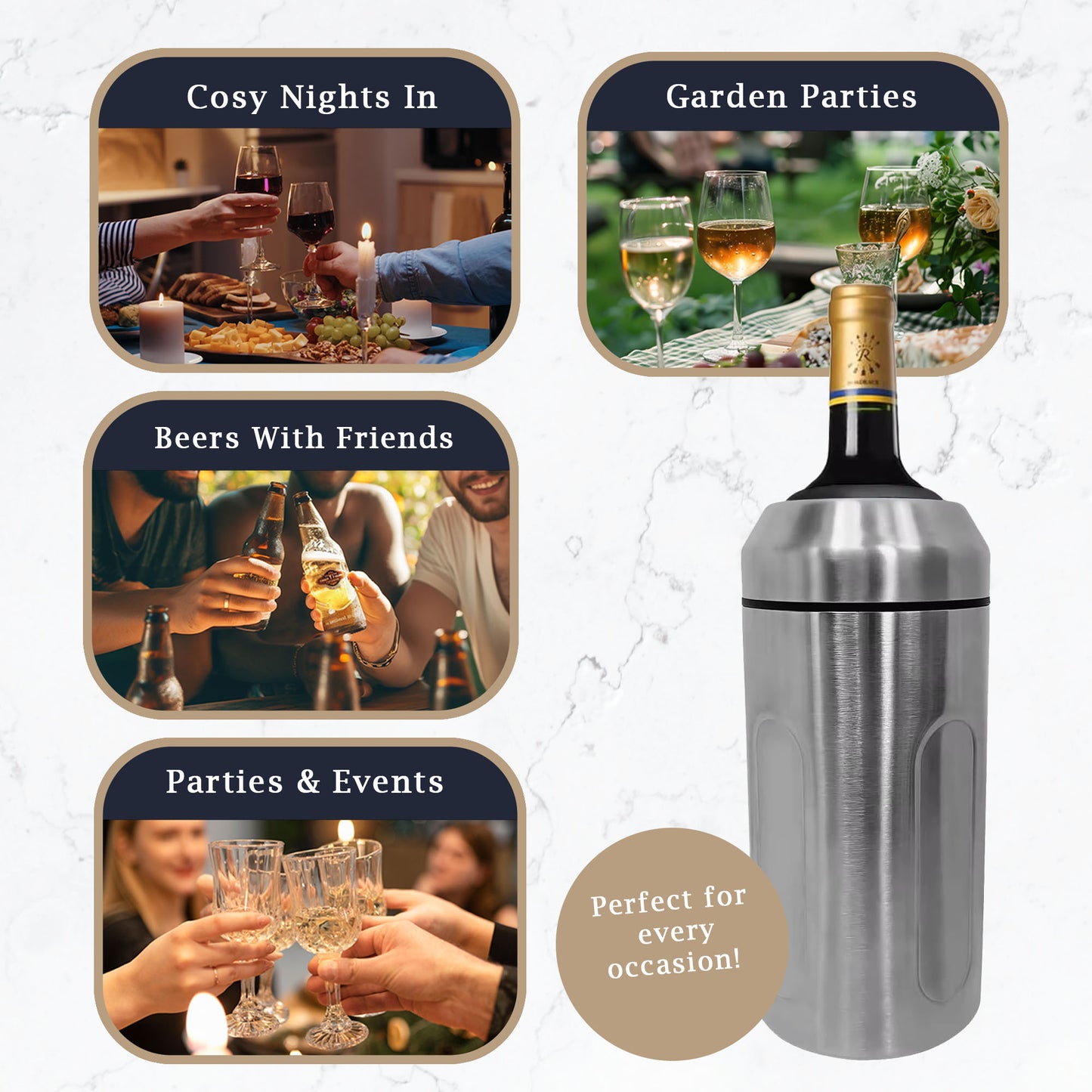 Chabrias Ltd Premium Iceless Wine Cooler | Keeps Wine Cold Up to 6 Hours | New Wine Accessory | Fits Champagne Bottles | Perfect Gift for Wine Lovers - Premium Kitchen from Chabrias Ltd - Just £22.99! Shop now at Chabrias Ltd