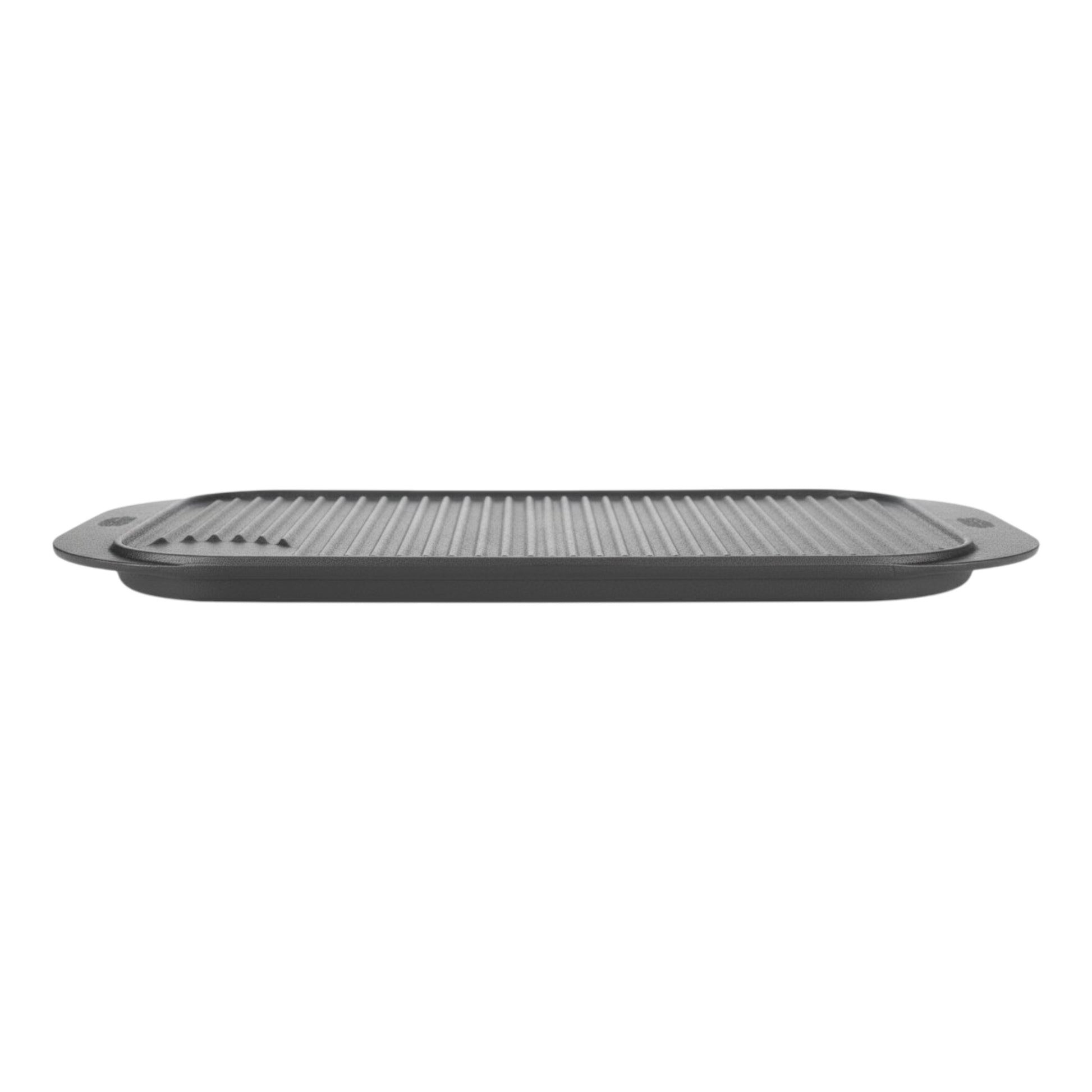 Two in one cast iron griddle tray smooth and ridged surface