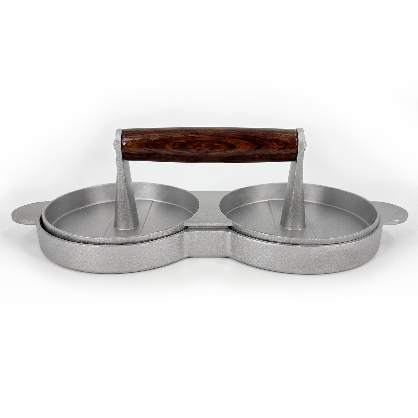 Chabrias Ltd Double Burger Press Quarter Pounder Maker | Non-Stick Cast Aluminium Burger Patty Mould with Wooden Handle - Perfect for Homemade Quarter Pounder Burgers | 28x12x9cm