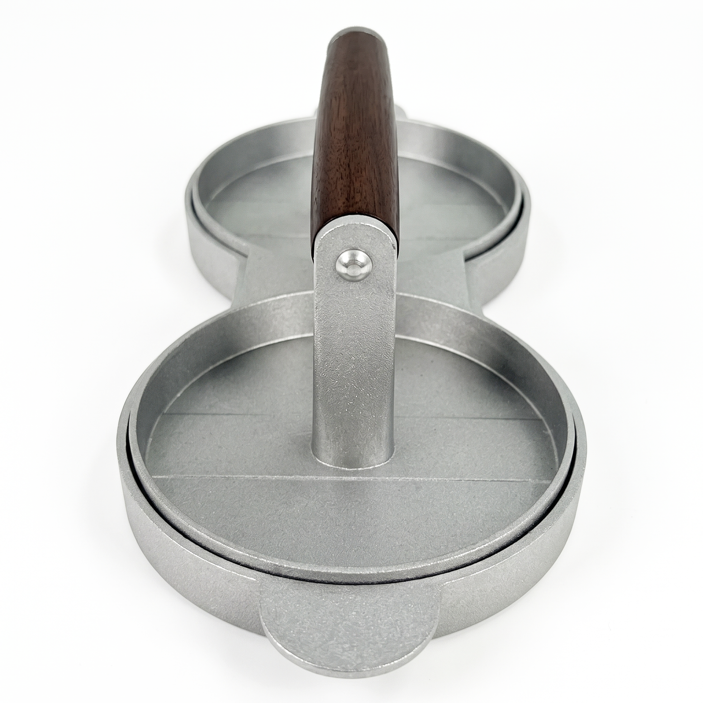 Chabrias Ltd Double Burger Press Quarter Pounder Maker | Non-Stick Cast Aluminium Burger Patty Mould with Wooden Handle - Perfect for Homemade Quarter Pounder Burgers | 28x12x9cm