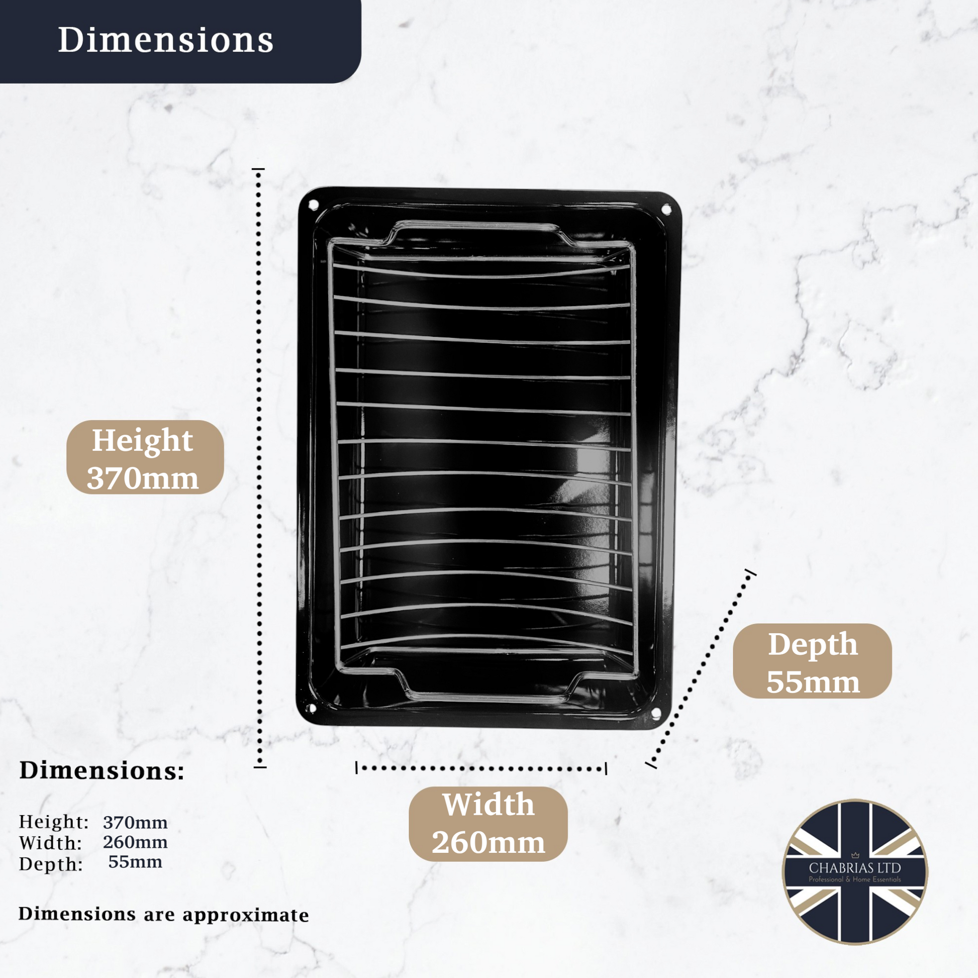 Vitreous Enamel Oval Roasting Tin with Lid & Roasting Tray with Rack (33, 37cm) - Premium Kitchen from Chabrias Ltd - Just £28.99! Shop now at Chabrias Ltd