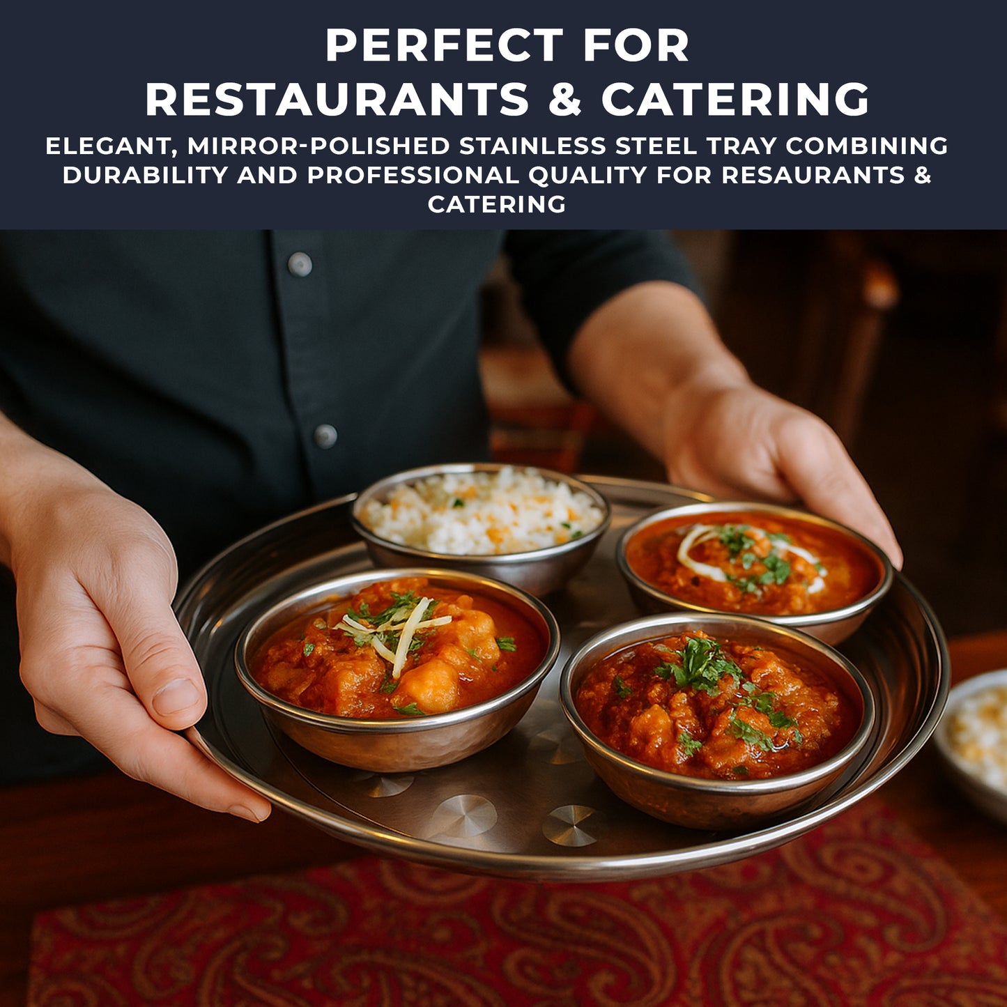 Chabrias Ltd Stainless Steel Round Serving Tray Mirror Finish - Premium Barware from Chabrias Ltd - Just £9.99! Shop now at Chabrias Ltd