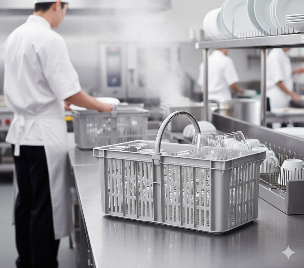 Grey multi purpose hospitality cleaning organiser basket UK