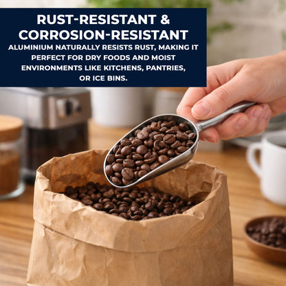 Multipurpose Aluminium Metal Scoops Set for Dry Goods - Sturdy Kitchen Scoops in Different Sizes