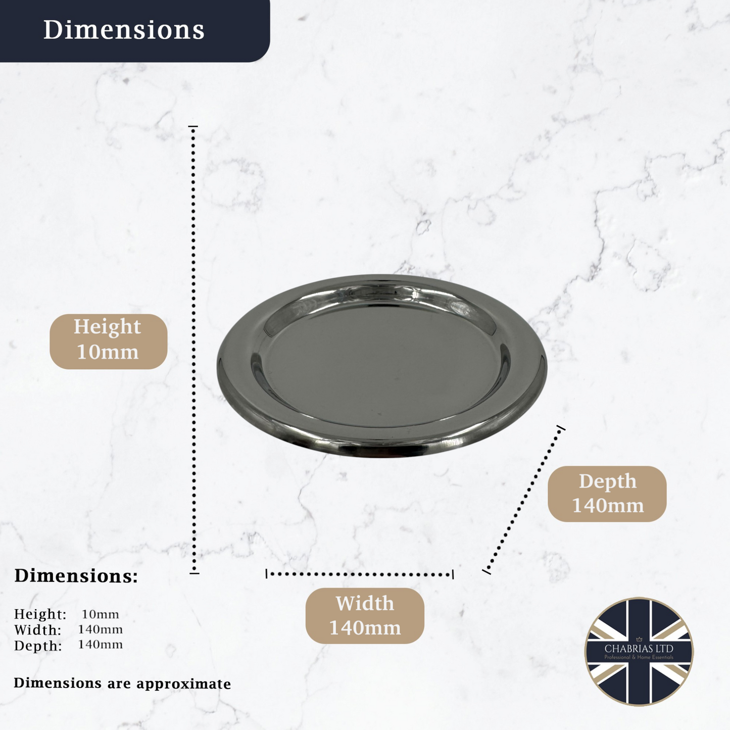Pack of 2 Round Stainless Steel Tip Tray, 14cm - Premium Kitchen from Chabrias Ltd - Just £5.99! Shop now at Chabrias Ltd