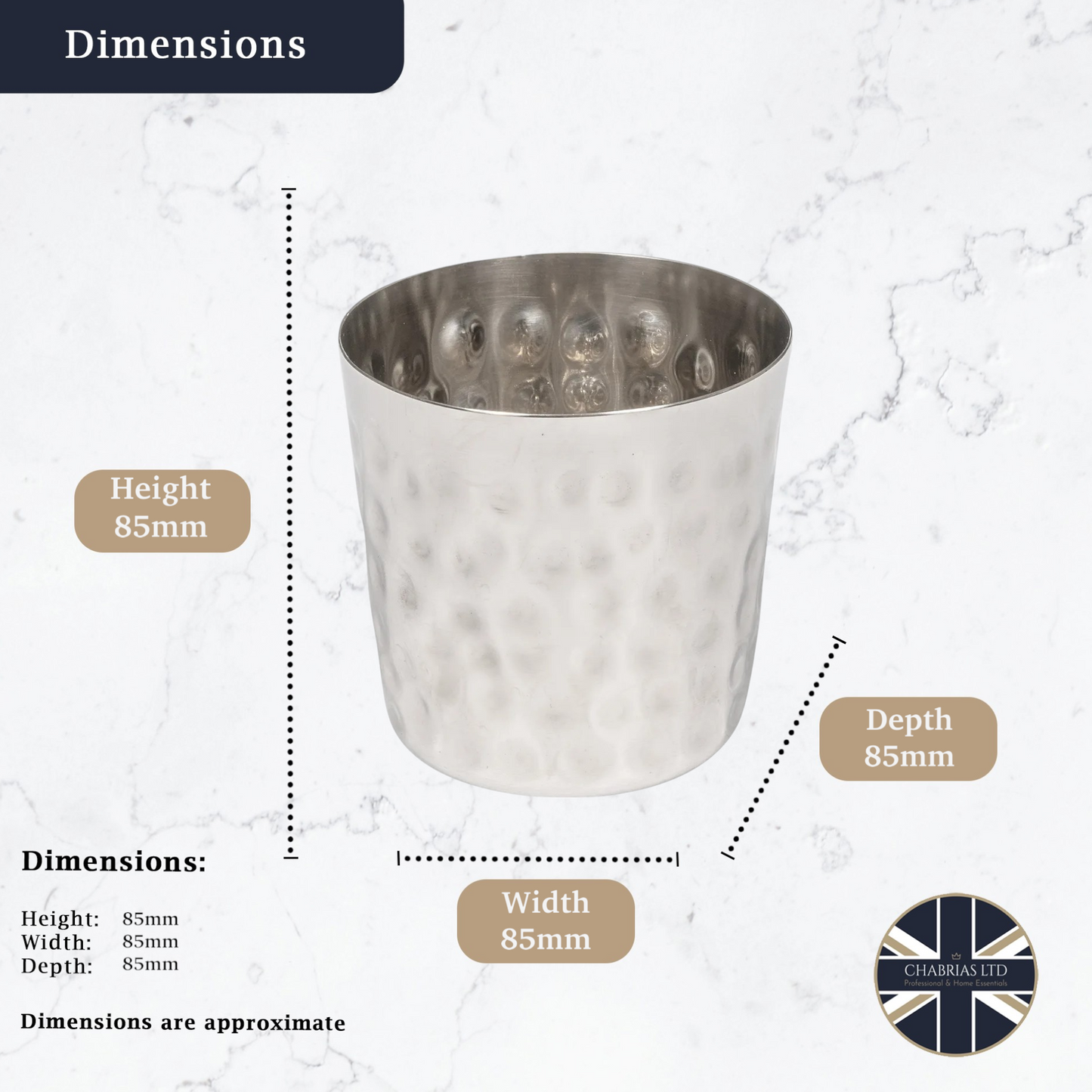 Hammer Stainless Steel Chip Cup, 8.5cm (12 pack) - Premium Kitchen from Chabrias Ltd - Just £44.99! Shop now at Chabrias Ltd