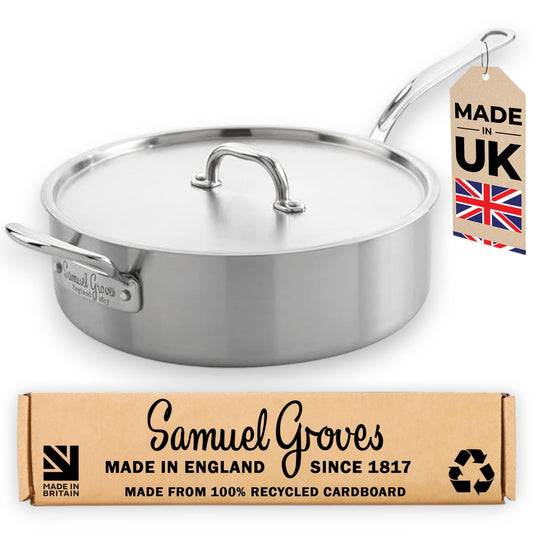 Stainless Steel Tri-Ply Saute Pan, 26cm - Premium Home from Chabrias - Just £177.50! Shop now at Chabrias Ltd