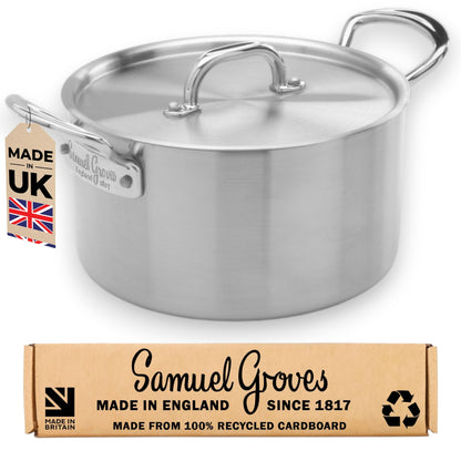 Stainless Steel Casserole Pan, with Lid - Premium Home from Chabrias - Just £112.50! Shop now at Chabrias Ltd