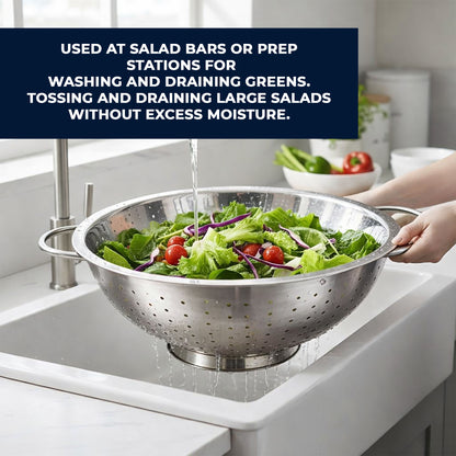 Stainless Steel Colander with Two Robust Handles - Heavy Duty and Efficient Draining