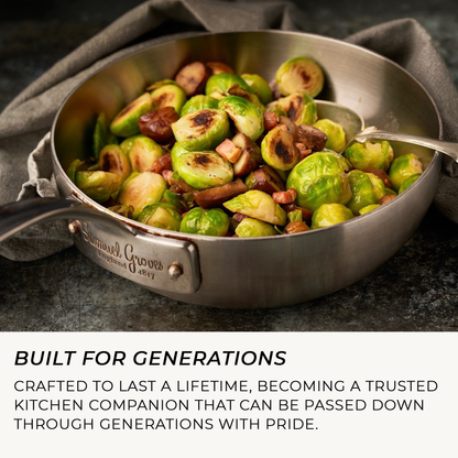 Premium British made stainless steel chef pan with lid by Samuel Groves
