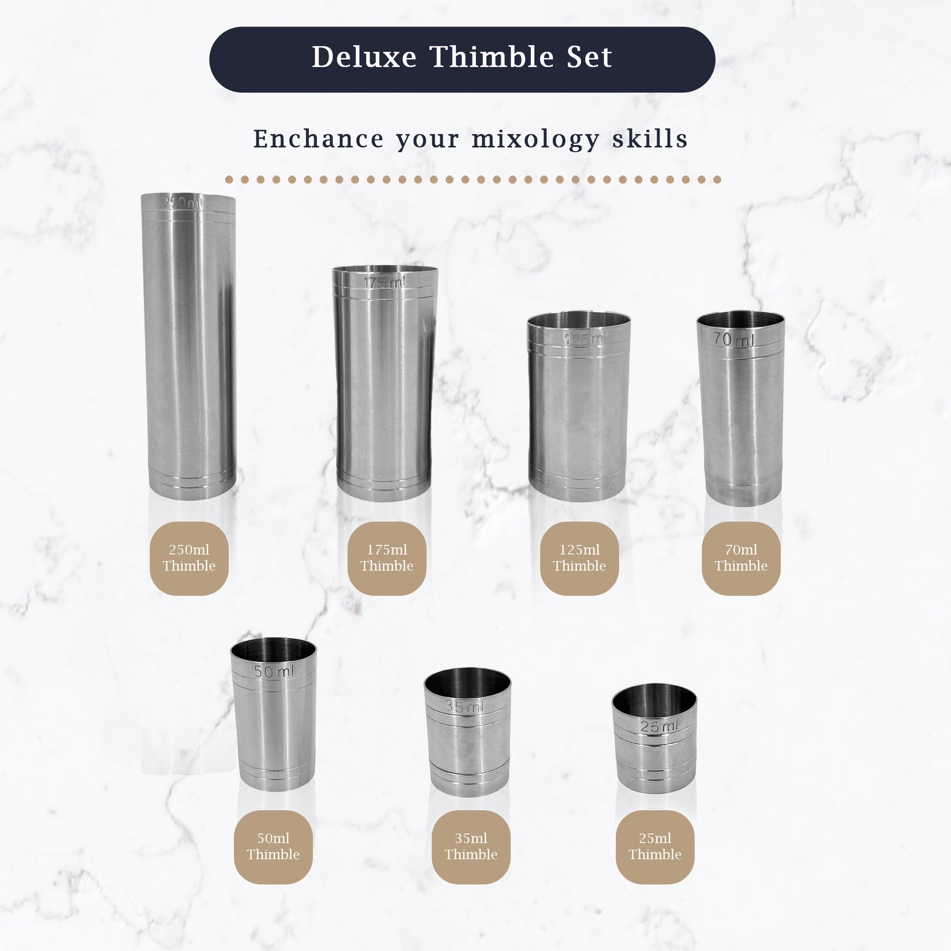 Stainless Steel 7 Piece Thimble Measure Government Stamped - Premium Kitchen from Chabrias Ltd - Just £18.99! Shop now at Chabrias Ltd