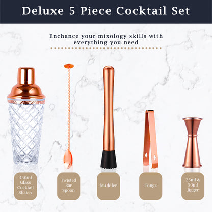 Luxury 5-Piece Copper Cocktail Kit  Bartender Set with Shaker, Jigger, Spoon, Muddler & Gift Box - Premium Bar Accessories from Chabrias Ltd - Just £21.99! Shop now at Chabrias Ltd