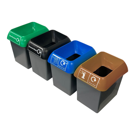 Set of 4, 30 Litre Recycling Bin with Lid & Stickers Included - Premium Bins from Chabrias Ltd - Just £74.99! Shop now at Chabrias Ltd