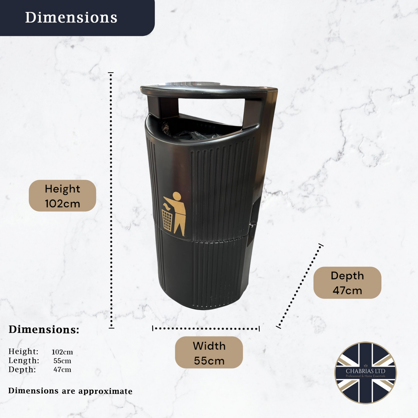 Outdoor Sack Holder Bin, Hooded Top with Galvanised Liner, 94L - Premium Bins from Chabrias Ltd - Just £214.99! Shop now at Chabrias Ltd