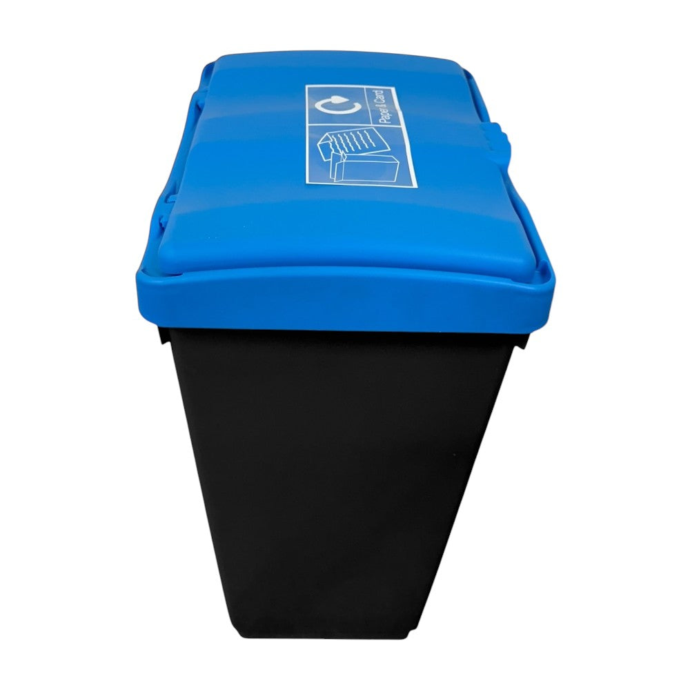 50 Litre Recycling Bin with Blue Swing Lid & Paper and Card Sticker Included - Premium Bins from Chabrias Ltd - Just £34.99! Shop now at Chabrias Ltd