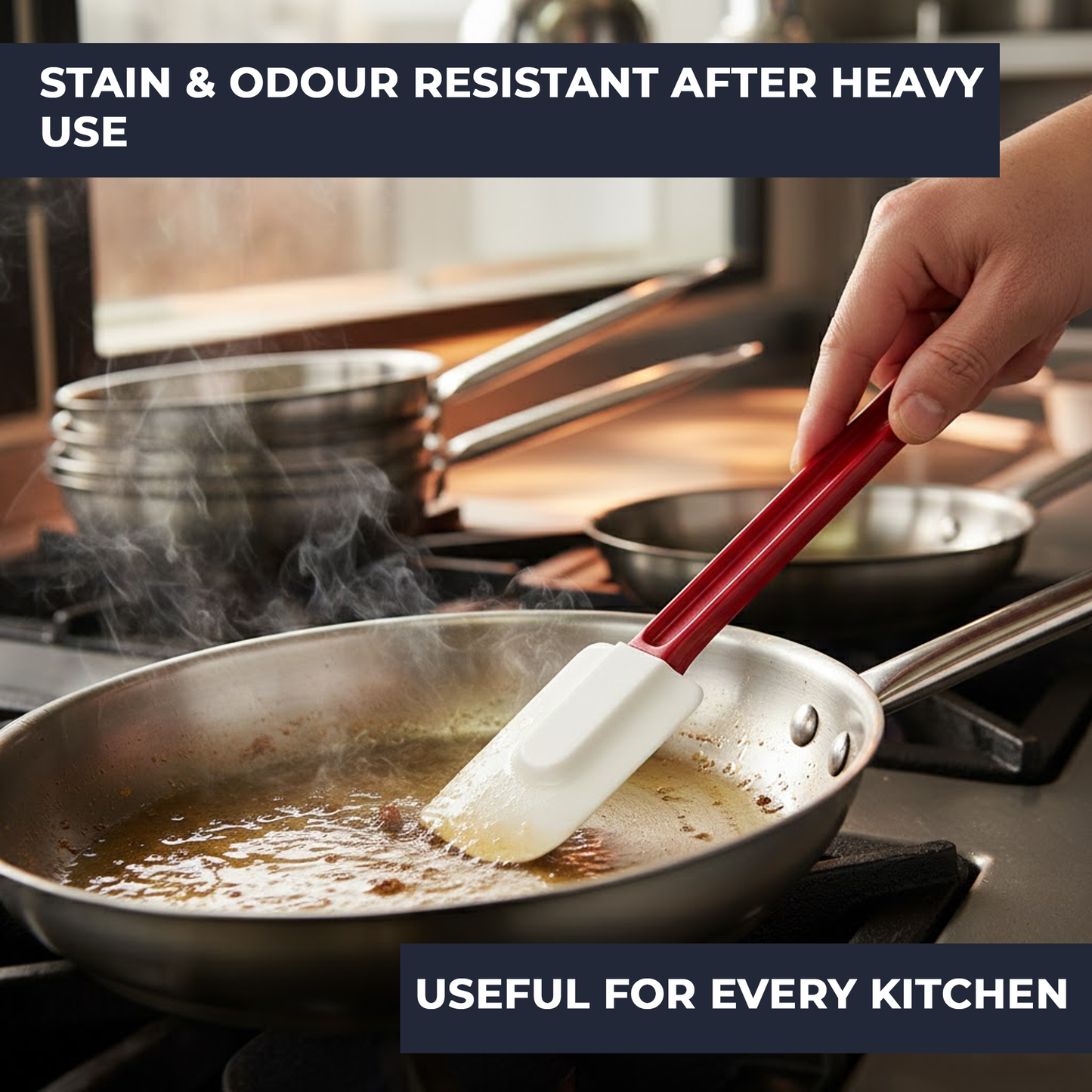 High-heat 260°C silicone spoonula set with scoop head