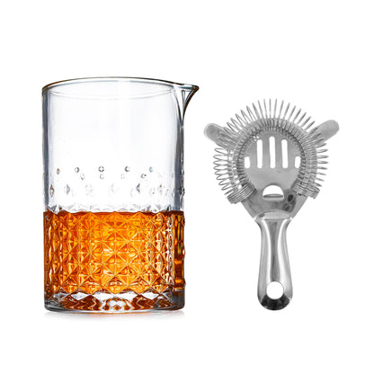 750ml Cocktail Mixing Glass & Stainless Steel Strainer Set Cocktail Accessories