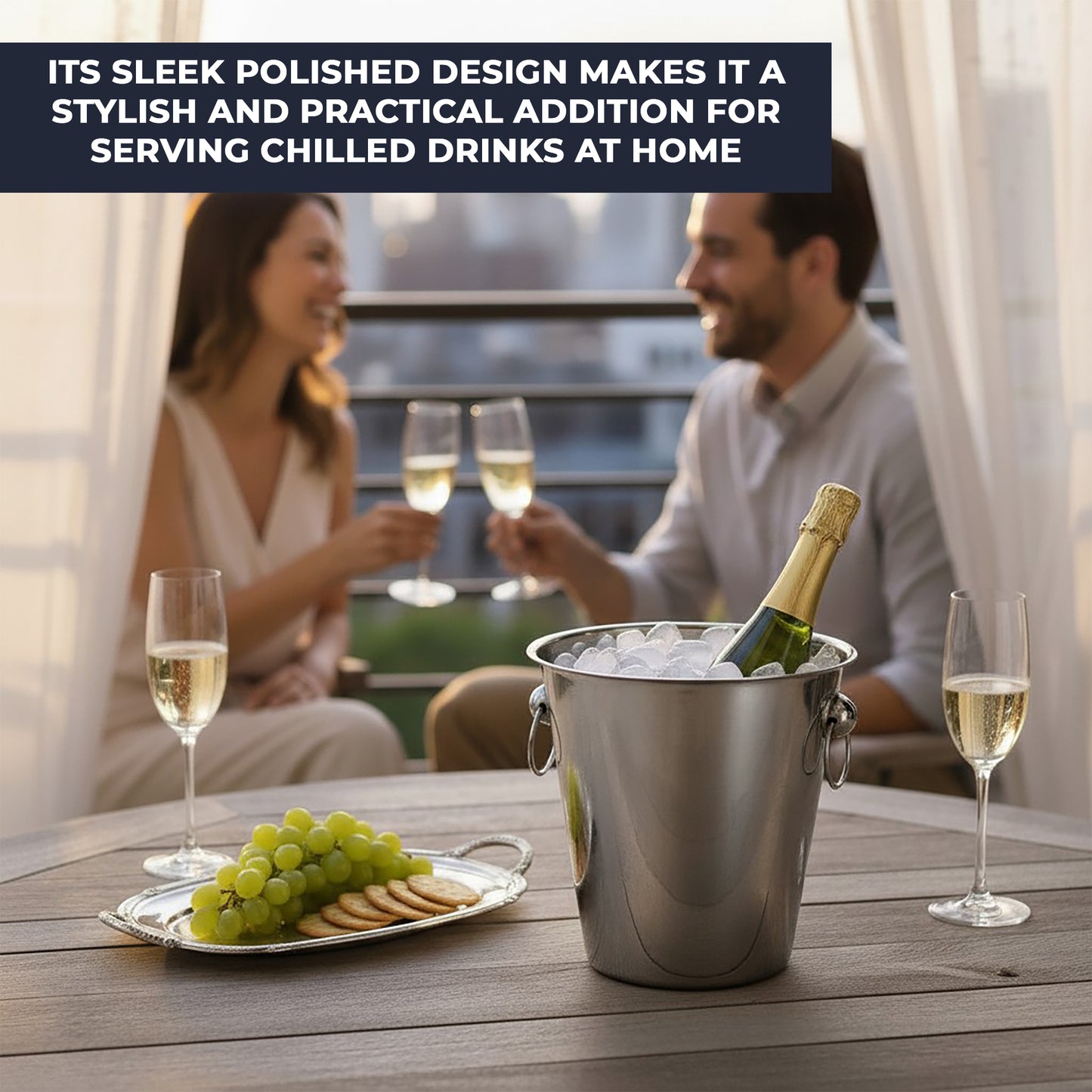Stainless Steel 5 Litre Ice Bucket - 16 Pack - Sleek Metal Design for Wine, Champagne & Beverages