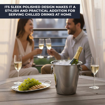 Stainless Steel 5 Litre Ice Bucket - 16 Pack - Sleek Metal Design for Wine, Champagne & Beverages