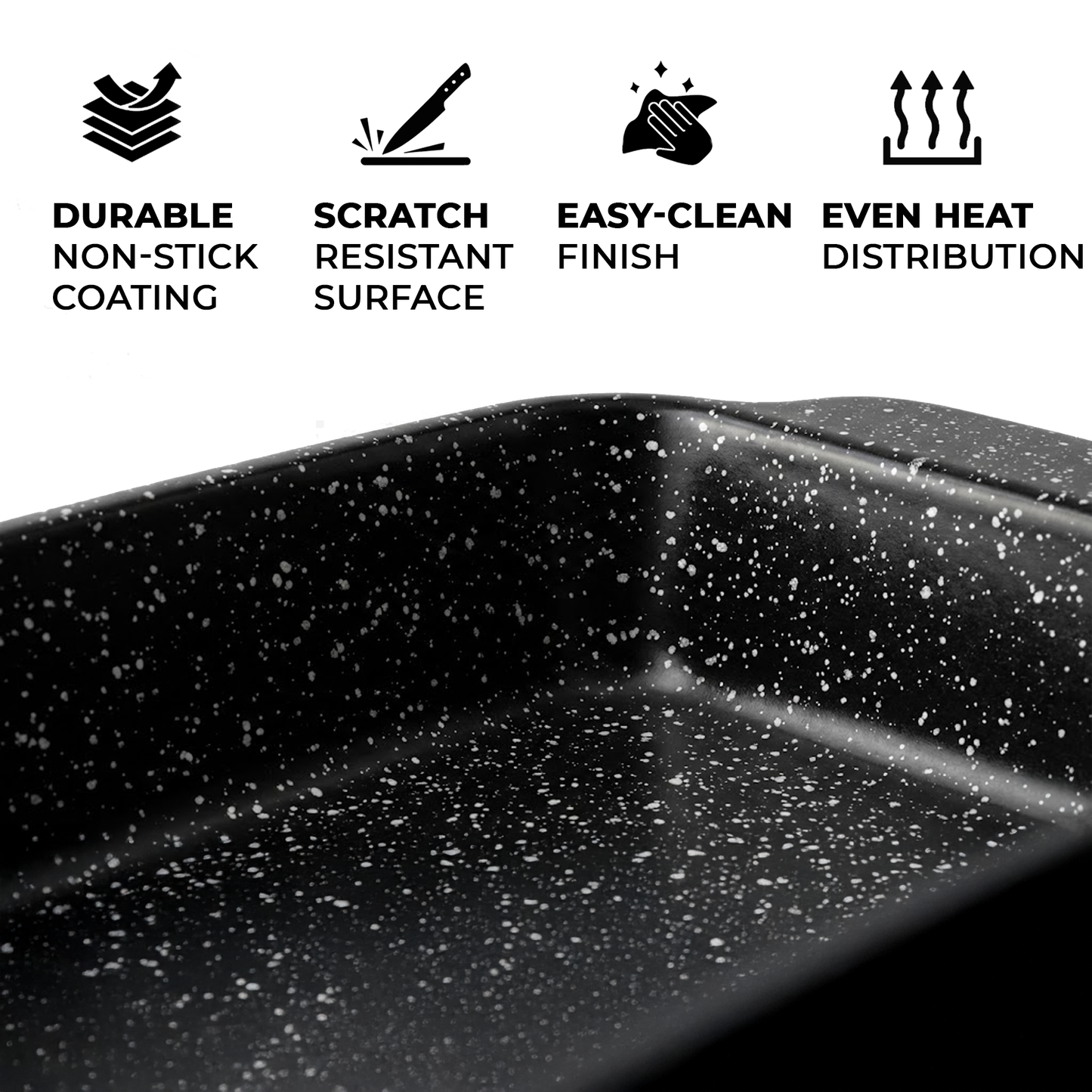 Scratch-resistant ceramic roasting tray surface close-up