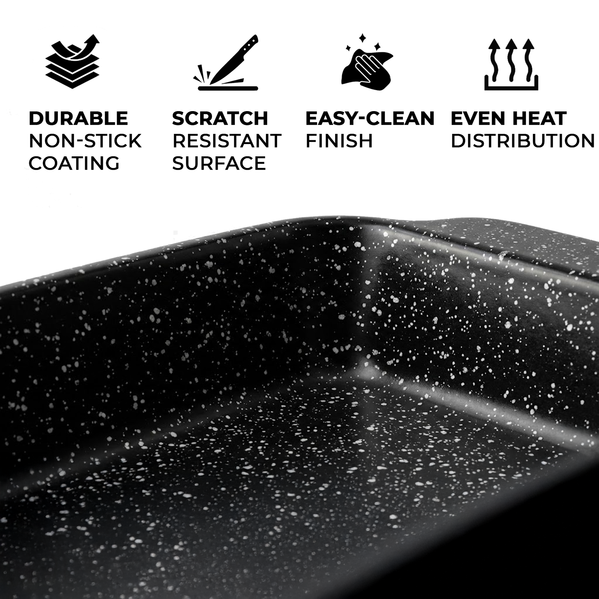 Scratch-resistant ceramic roasting tray surface close-up