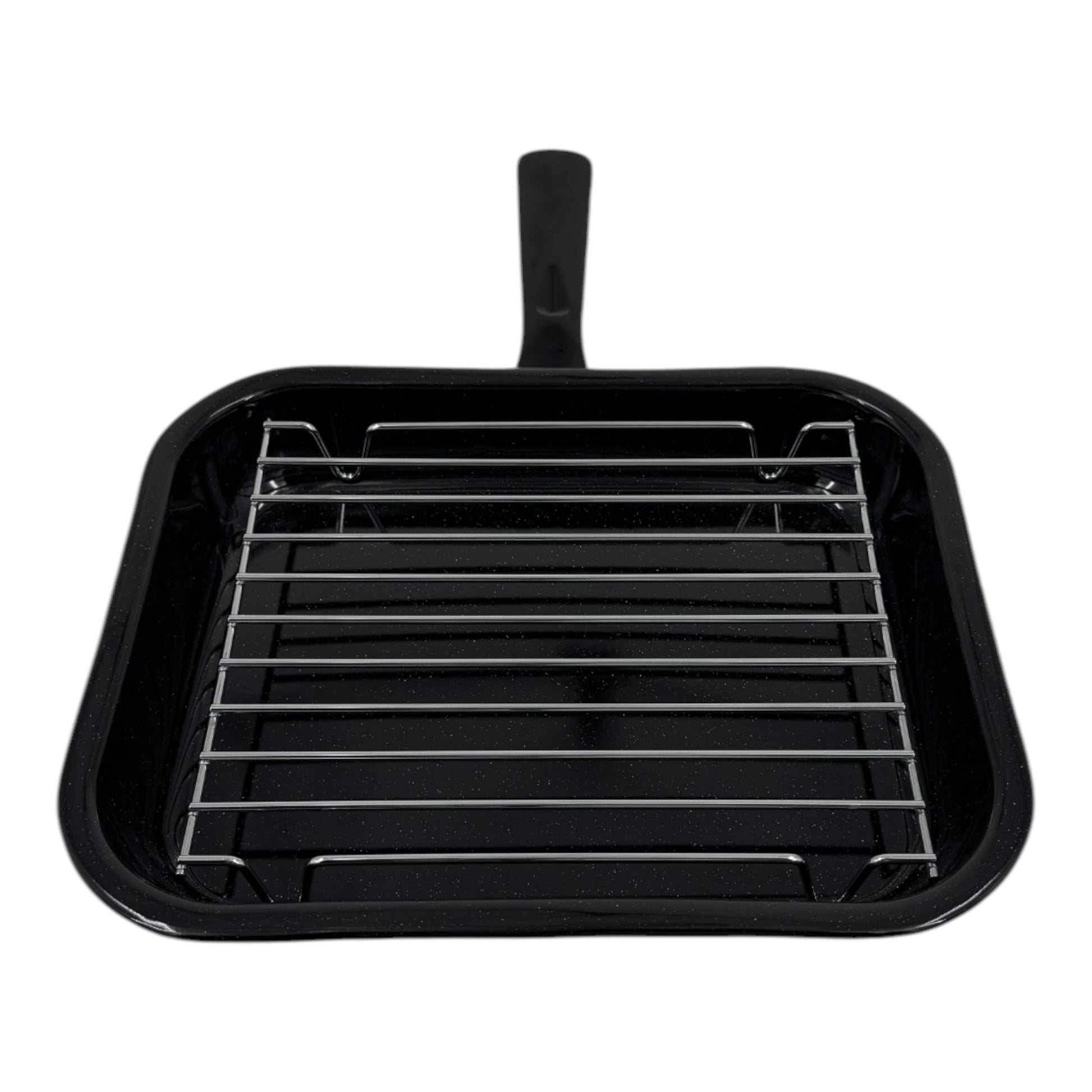 Vitreous Enamel Grill Pan, Handle & Wire Rack, Small (28cm) - Premium Kitchen from Chabrias Ltd - Just £13.99! Shop now at Chabrias Ltd