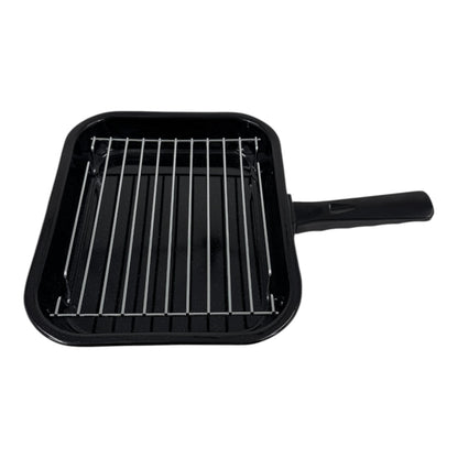 Vitreous Enamel Grill Pan, Handle & Wire Rack, Small (28cm) - Premium Kitchen from Chabrias Ltd - Just £13.99! Shop now at Chabrias Ltd