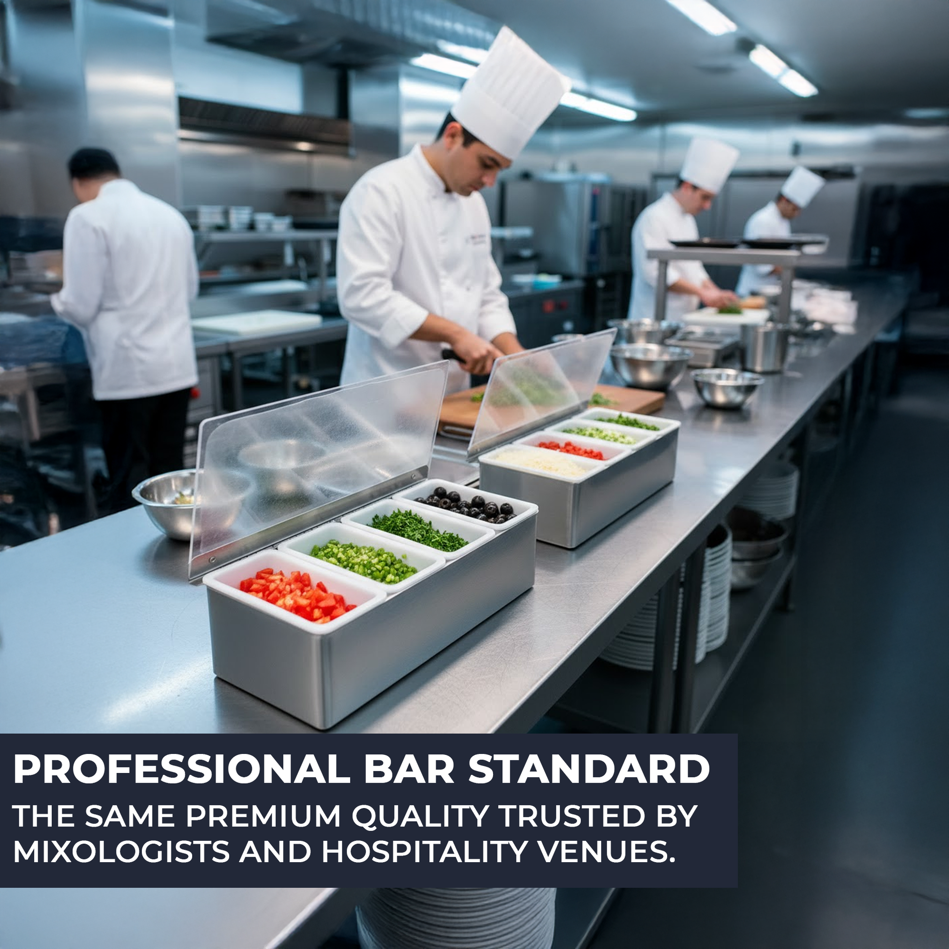 Stainless-Steel Condiment Dispenser with Transparent Lid - 4 Compartment - Professional Garnish Station for UK Bars & Catering - Premium  from Chabrias Ltd - Just £14.99! Shop now at Chabrias Ltd