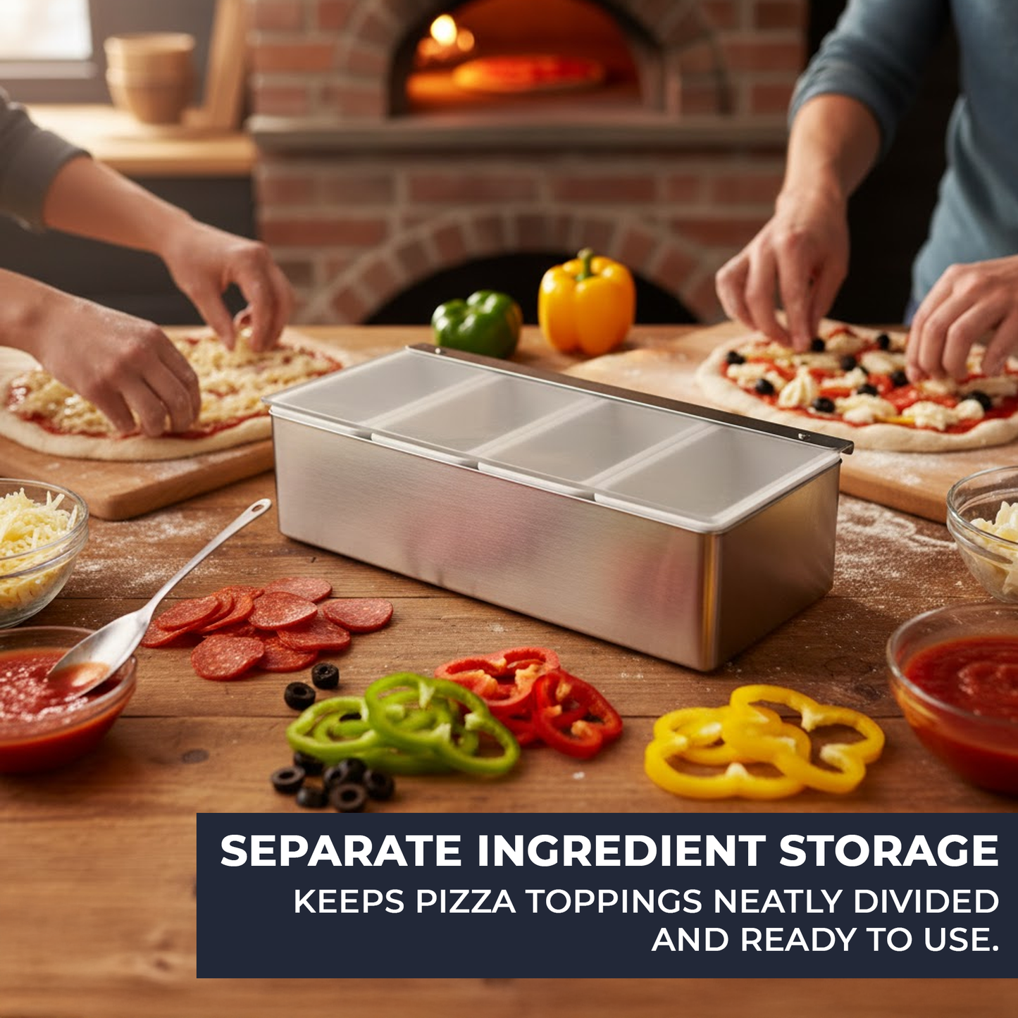 Stainless-Steel Condiment Dispenser with Transparent Lid - 4 Compartment - Professional Garnish Station for UK Bars & Catering - Premium  from Chabrias Ltd - Just £14.99! Shop now at Chabrias Ltd