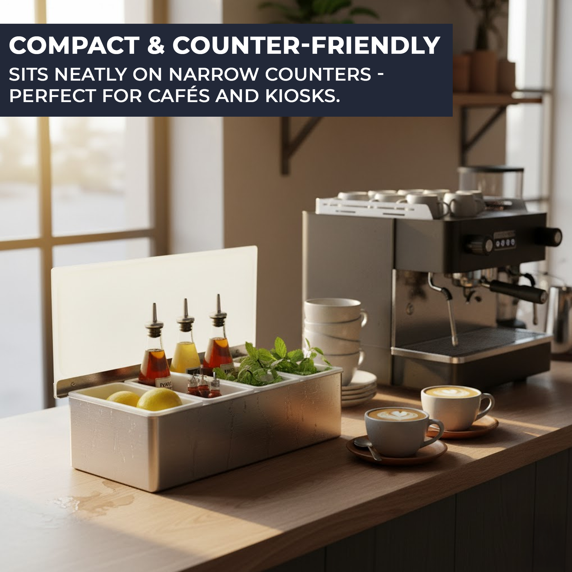 Stainless-Steel Condiment Dispenser with Transparent Lid - 4 Compartment - Professional Garnish Station for UK Bars & Catering - Premium  from Chabrias Ltd - Just £14.99! Shop now at Chabrias Ltd