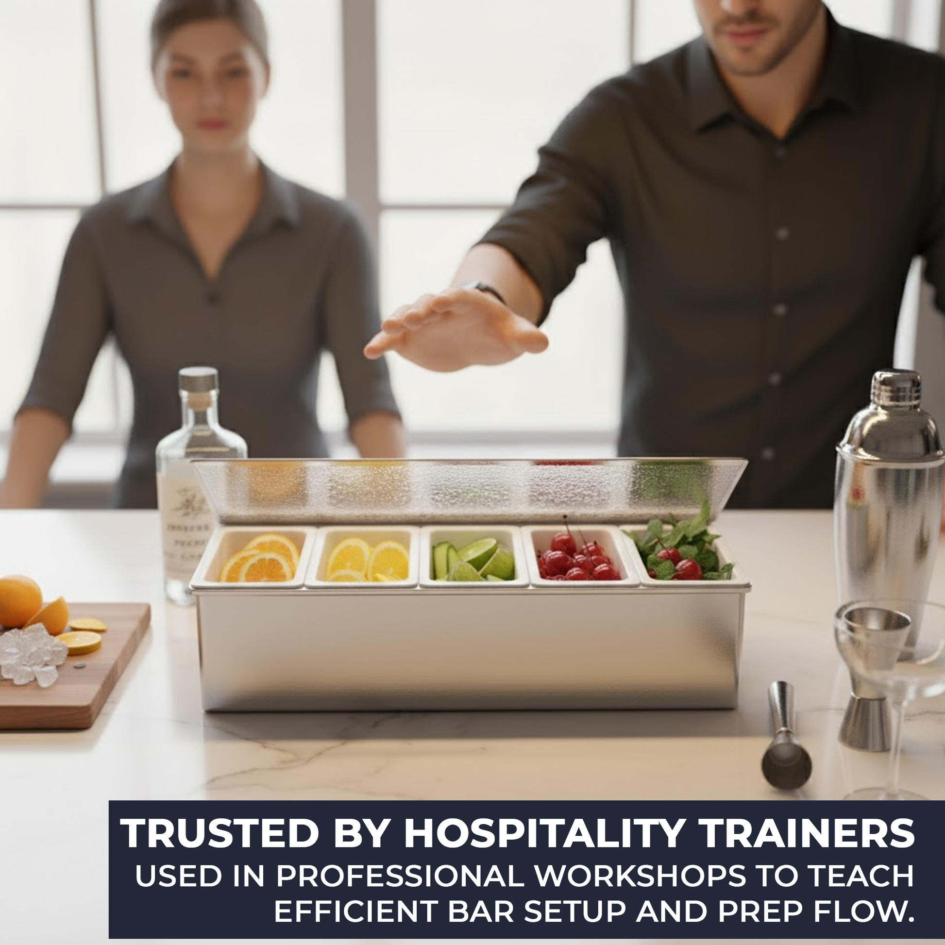 Stainless-Steel Condiment Dispenser with Transparent Lid - 5 Compartment - Professional Garnish Station for UK Bars & Catering - Premium  from Chabrias Ltd - Just £16.99! Shop now at Chabrias Ltd