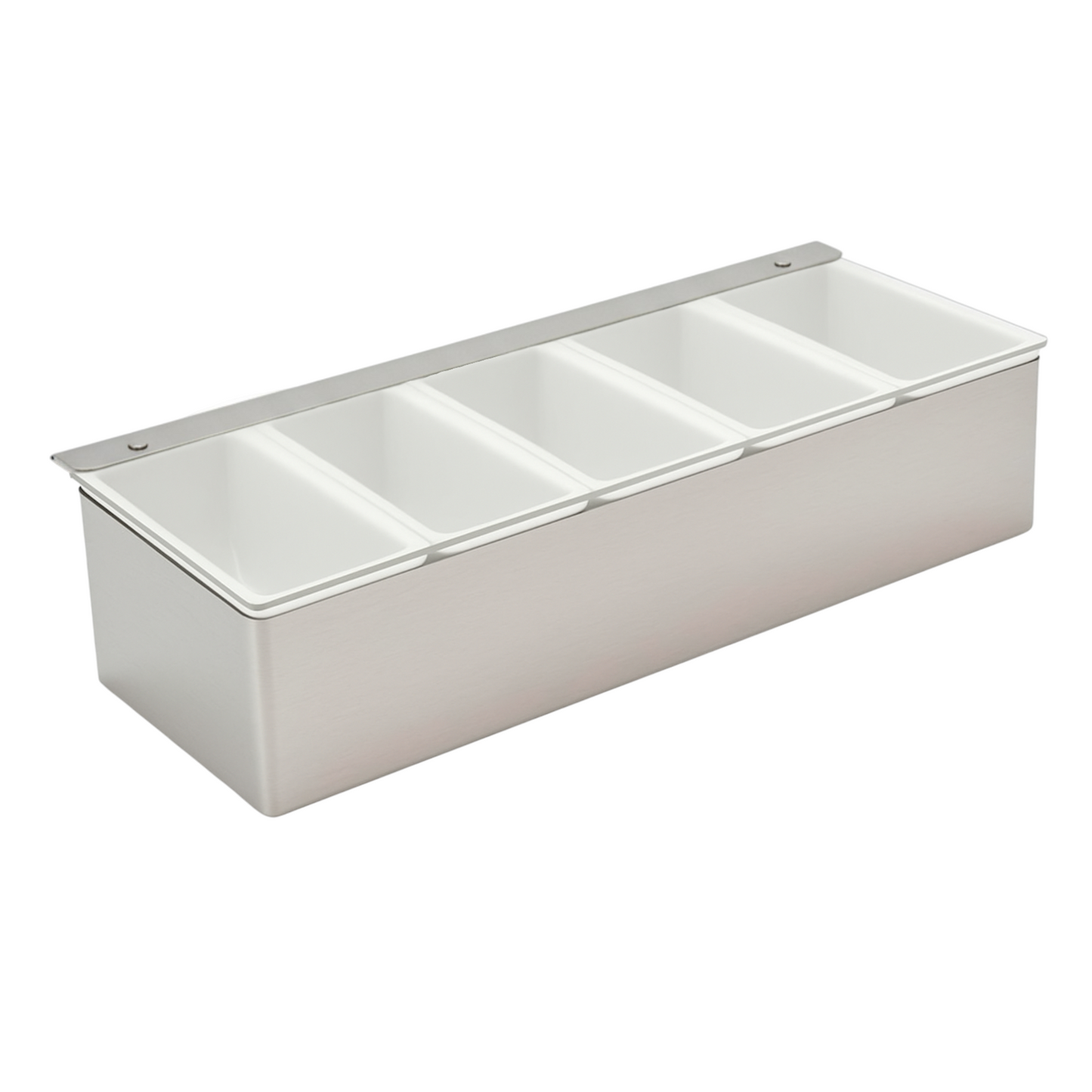 Stainless-Steel Condiment Dispenser with Transparent Lid - 5 Compartment - Professional Garnish Station for UK Bars & Catering - Premium  from Chabrias Ltd - Just £16.99! Shop now at Chabrias Ltd