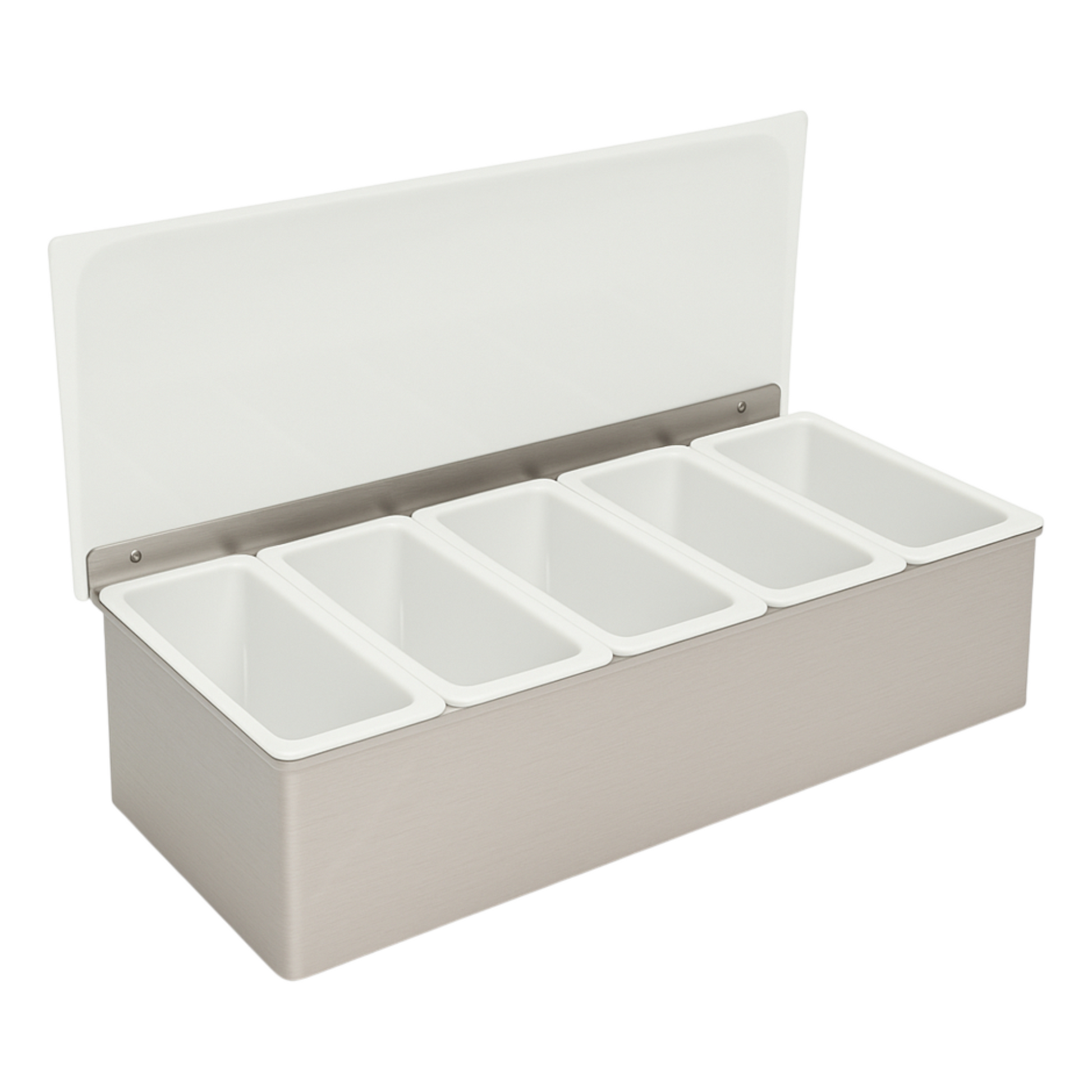 Stainless-Steel Condiment Dispenser with Transparent Lid - 5 Compartment - Professional Garnish Station for UK Bars & Catering - Premium  from Chabrias Ltd - Just £16.99! Shop now at Chabrias Ltd