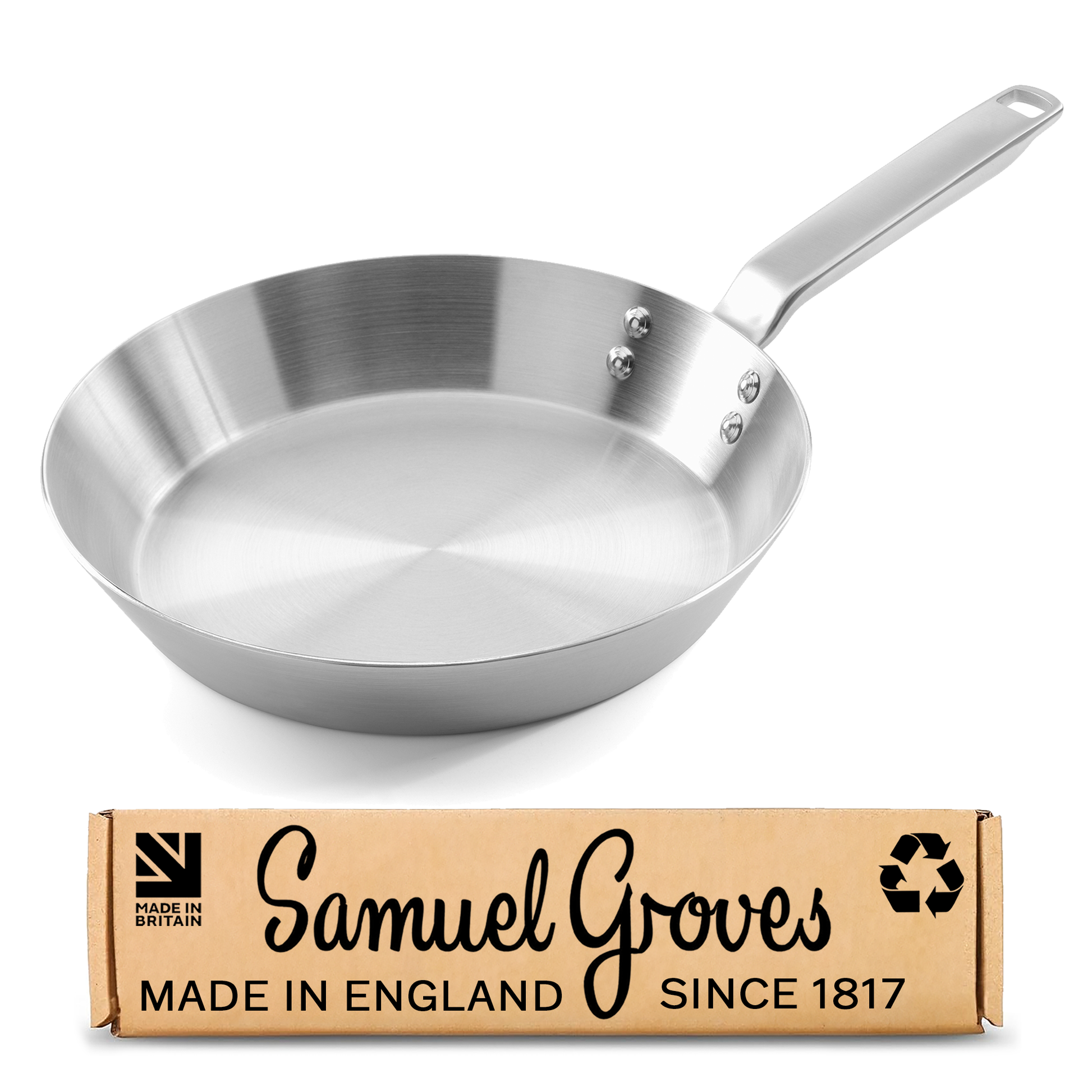 Samuel Groves 26cm stainless steel frying pan handmade in England
