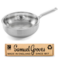 Samuel Groves 26cm stainless steel chef pan with glass lid handmade in England